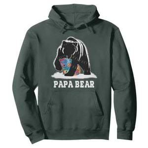 Autism Papa Bear Hoodie Support Autistic Matching Family Dad TS02 Dark Forest Green Print Your Wear