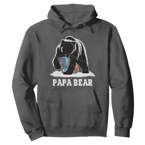 Autism Papa Bear Hoodie Support Autistic Matching Family Dad TS02 Dark Heather Print Your Wear