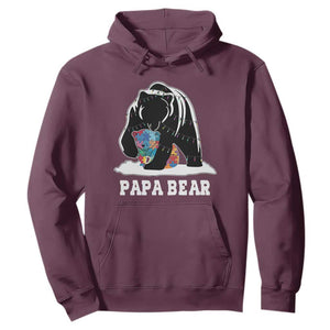 Autism Papa Bear Hoodie Support Autistic Matching Family Dad TS02 Maroon Print Your Wear