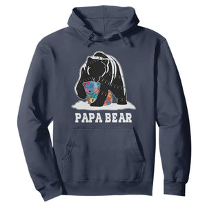 Autism Papa Bear Hoodie Support Autistic Matching Family Dad TS02 Navy Print Your Wear