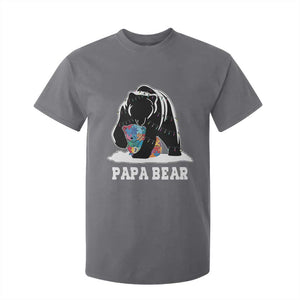 Autism Papa Bear T Shirt For Kid Support Autistic Matching Family Dad TS02 Charcoal Print Your Wear