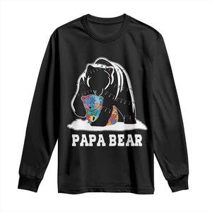 Autism Papa Bear Long Sleeve Shirt Support Autistic Matching Family Dad TS02 Black Print Your Wear