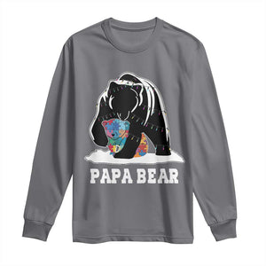 Autism Papa Bear Long Sleeve Shirt Support Autistic Matching Family Dad TS02 Charcoal Print Your Wear