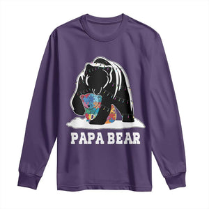 Autism Papa Bear Long Sleeve Shirt Support Autistic Matching Family Dad TS02 Purple Print Your Wear