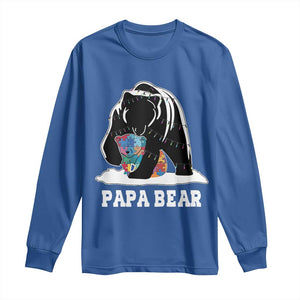Autism Papa Bear Long Sleeve Shirt Support Autistic Matching Family Dad TS02 Royal Blue Print Your Wear