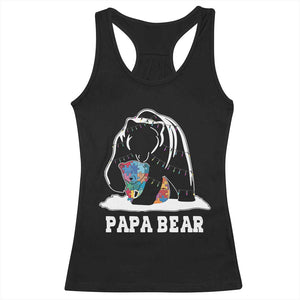Autism Papa Bear Racerback Tank Top Support Autistic Matching Family Dad TS02 Black Print Your Wear