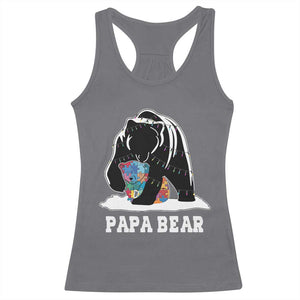 Autism Papa Bear Racerback Tank Top Support Autistic Matching Family Dad TS02 Charcoal Print Your Wear