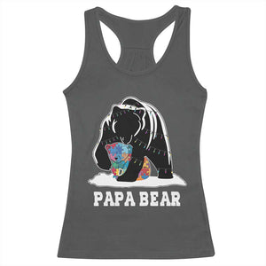 Autism Papa Bear Racerback Tank Top Support Autistic Matching Family Dad TS02 Dark Heather Print Your Wear