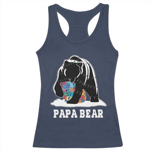 Autism Papa Bear Racerback Tank Top Support Autistic Matching Family Dad TS02 Navy Print Your Wear