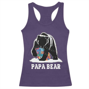 Autism Papa Bear Racerback Tank Top Support Autistic Matching Family Dad TS02 Purple Print Your Wear