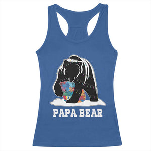 Autism Papa Bear Racerback Tank Top Support Autistic Matching Family Dad TS02 Royal Blue Print Your Wear