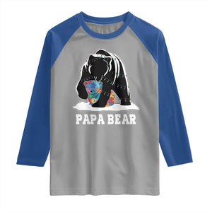 Autism Papa Bear Raglan Shirt Support Autistic Matching Family Dad TS02 Sport Gray Royal Print Your Wear