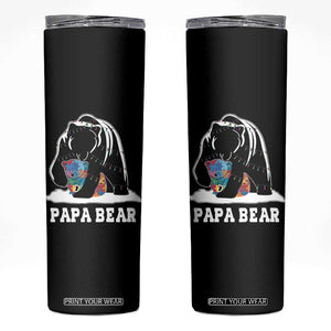 Autism Papa Bear Skinny Tumbler Support Autistic Matching Family Dad TS02 Black Print Your Wear