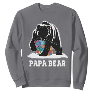Autism Papa Bear Sweatshirt Support Autistic Matching Family Dad TS02 Charcoal Print Your Wear
