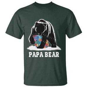 Autism Papa Bear T Shirt Support Autistic Matching Family Dad TS02 Dark Forest Green Print Your Wear