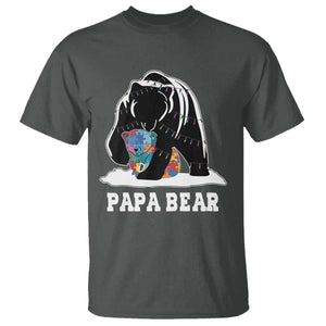 Autism Papa Bear T Shirt Support Autistic Matching Family Dad TS02 Dark Heather Print Your Wear