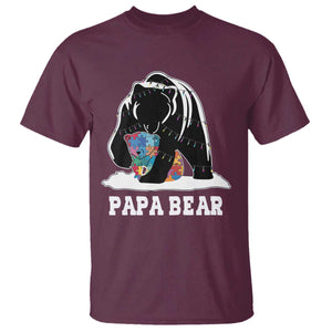 Autism Papa Bear T Shirt Support Autistic Matching Family Dad TS02 Maroon Print Your Wear