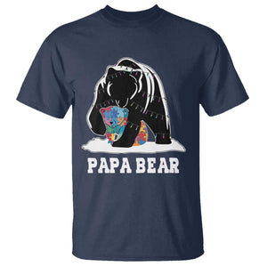 Autism Papa Bear T Shirt Support Autistic Matching Family Dad TS02 Navy Print Your Wear
