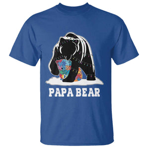 Autism Papa Bear T Shirt Support Autistic Matching Family Dad TS02 Royal Blue Print Your Wear