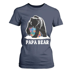 Autism Papa Bear T Shirt For Women Support Autistic Matching Family Dad TS02 Navy Print Your Wear