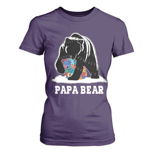 Autism Papa Bear T Shirt For Women Support Autistic Matching Family Dad TS02 Purple Print Your Wear