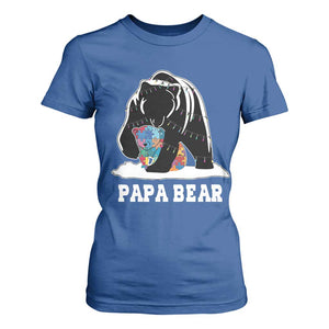 Autism Papa Bear T Shirt For Women Support Autistic Matching Family Dad TS02 Royal Blue Print Your Wear