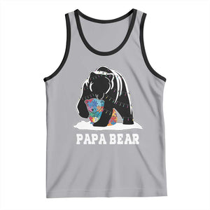Autism Papa Bear Tank Top Support Autistic Matching Family Dad TS02 Athletic Heather Black Print Your Wear