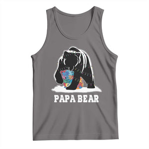 Autism Papa Bear Tank Top Support Autistic Matching Family Dad TS02 Deep Heather Print Your Wear