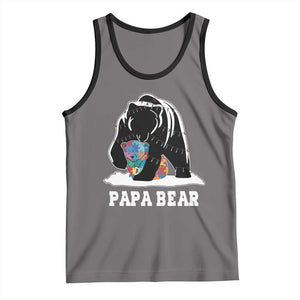 Autism Papa Bear Tank Top Support Autistic Matching Family Dad TS02 Deep Heather Black Print Your Wear