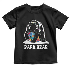 Autism Papa Bear Toddler T Shirt Support Autistic Matching Family Dad TS02 Black Print Your Wear