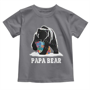 Autism Papa Bear Toddler T Shirt Support Autistic Matching Family Dad TS02 Charcoal Print Your Wear