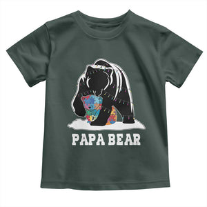 Autism Papa Bear Toddler T Shirt Support Autistic Matching Family Dad TS02 Dark Forest Green Print Your Wear