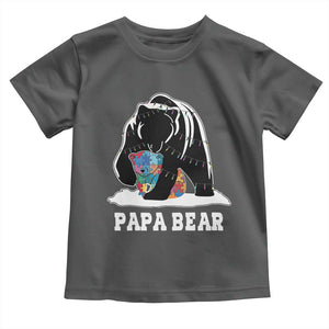 Autism Papa Bear Toddler T Shirt Support Autistic Matching Family Dad TS02 Dark Heather Print Your Wear