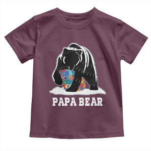 Autism Papa Bear Toddler T Shirt Support Autistic Matching Family Dad TS02 Maroon Print Your Wear