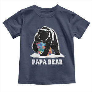 Autism Papa Bear Toddler T Shirt Support Autistic Matching Family Dad TS02 Navy Print Your Wear