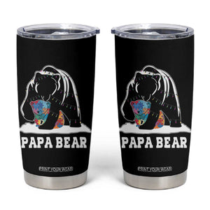 Autism Papa Bear Tumbler Cup Support Autistic Matching Family Dad TS02 Black Print Your Wear