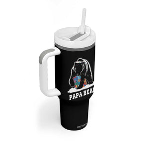 Autism Papa Bear Tumbler With Handle Support Autistic Matching Family Dad TS02 Print Your Wear