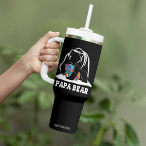 Autism Papa Bear Tumbler With Handle Support Autistic Matching Family Dad TS02 Print Your Wear