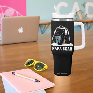 Autism Papa Bear Tumbler With Handle Support Autistic Matching Family Dad TS02 Print Your Wear