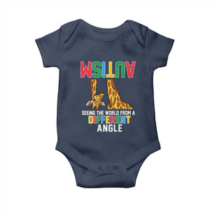 Giraffe Autism Awareness Baby Onesie Seeing World Different Angle TS02 Navy Print Your Wear