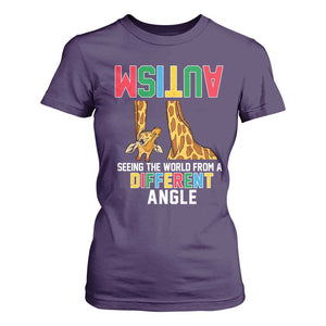 Giraffe Autism Awareness T Shirt For Women Seeing World Different Angle TS02 Purple Print Your Wear