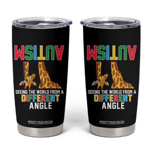 Giraffe Autism Awareness Tumbler Cup Seeing World Different Angle TS02 Black Print Your Wear
