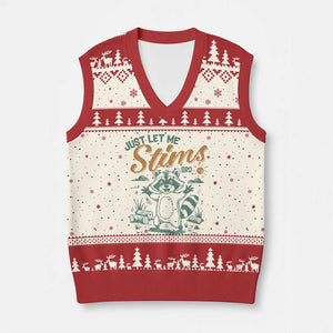 Funny Raccoon Autism Awareness V-Neck Knit Sweater Vest Just Let Me Stim Bro TS02 Beige Red Print Your Wear