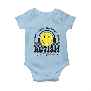 Autism Acceptance Baby Onesie Advocate Educate Accomodate Include Special Education TS02 Light Blue Print Your Wear