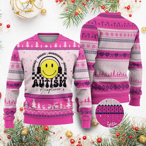 Autism Acceptance Ugly Christmas Sweater Advocate Educate Accomodate Include Special Education TS02 Hot Pink Print Your Wear
