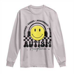 Autism Acceptance Long Sleeve Shirt Advocate Educate Accomodate Include Special Education TS02 Ice Gray Print Your Wear