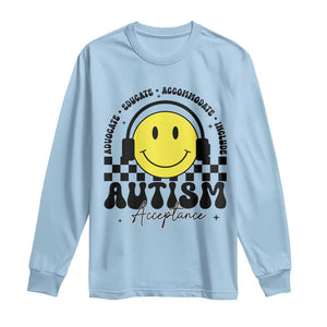 Autism Acceptance Long Sleeve Shirt Advocate Educate Accomodate Include Special Education TS02 Light Blue Print Your Wear
