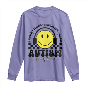 Autism Acceptance Long Sleeve Shirt Advocate Educate Accomodate Include Special Education TS02 Violet Print Your Wear