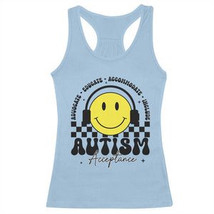 Autism Acceptance Racerback Tank Top Advocate Educate Accomodate Include Special Education TS02 Light Blue Print Your Wear