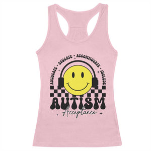Autism Acceptance Racerback Tank Top Advocate Educate Accomodate Include Special Education TS02 Light Pink Print Your Wear